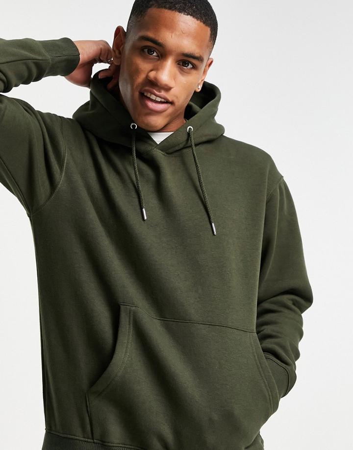 Jack & Jones Essentials Oversize Hoodie In Khaki-green