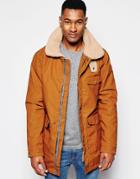 Clwr Coat With 3 Pockets Fleece Collar - Adobe