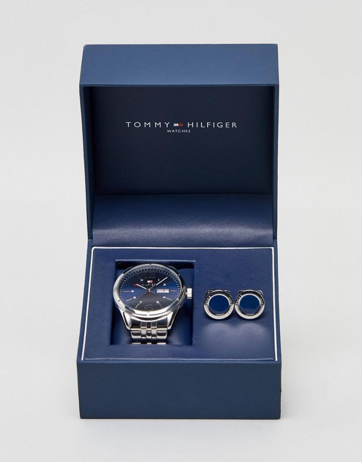 Tommy Hilfiger Silver Watch & Cufflink Set - Silver