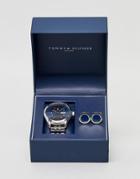 Tommy Hilfiger Silver Watch & Cufflink Set - Silver