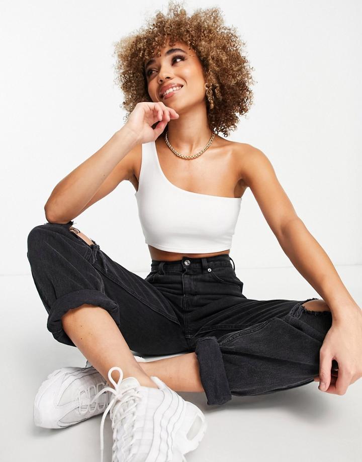 Rebellious Fashion One Shoulder Crop Top In White