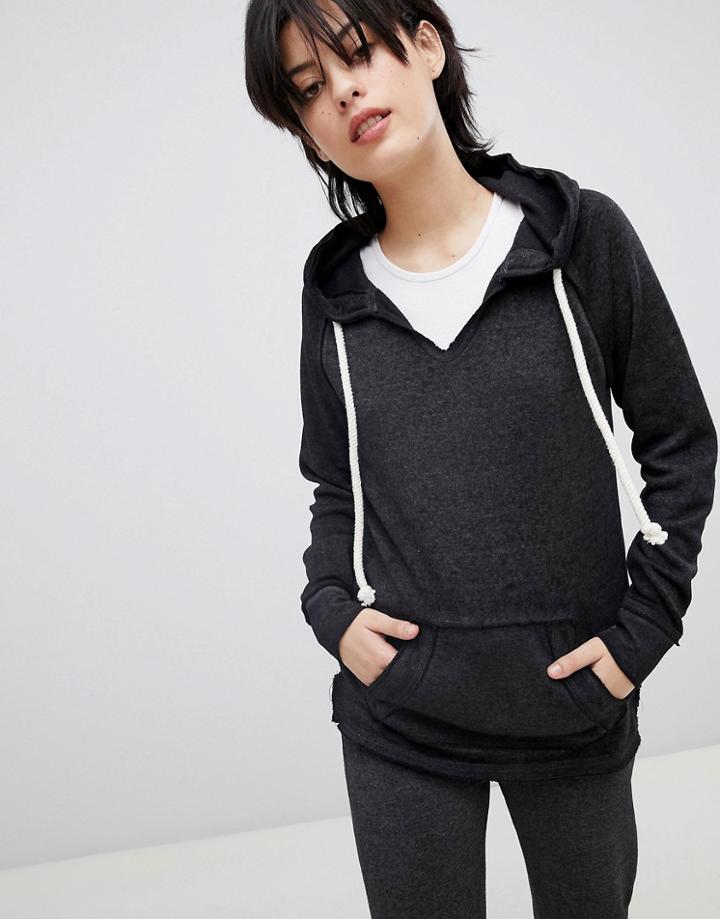 Ocean Drive Burnout Kangaroo Pocket Sweater In Gray - Black