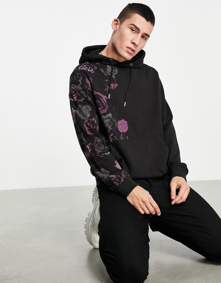 Bolongaro Trevor Side Rose Hoodie-black