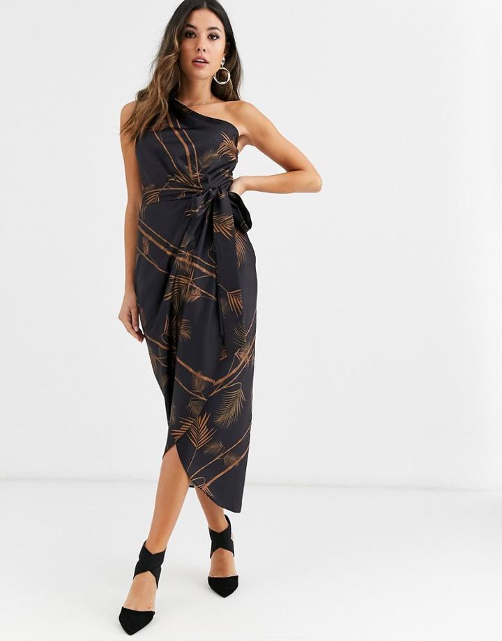 Ted Baker Gabia Caramel One Shoulder Dress-black