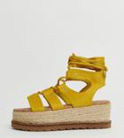 Asos Design Wide Fit Jive Flatform Espadrilles In Yellow - Yellow