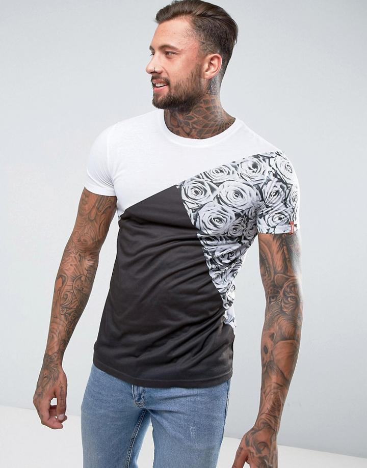 Juice Roses Panel Print T-shirt - Gray