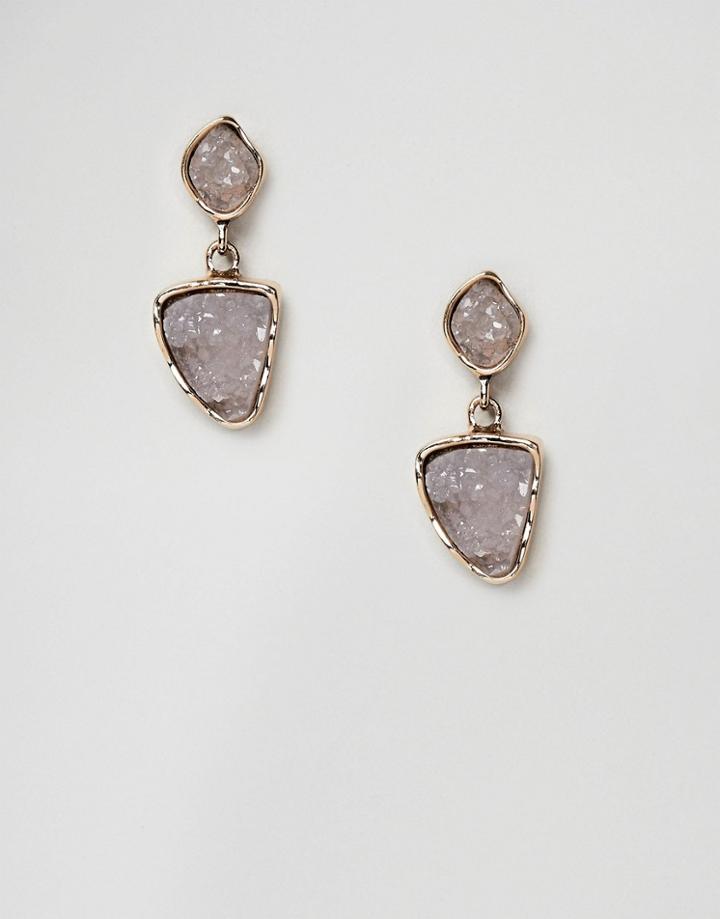 Designb London Crystal Drop Earrings - Gold
