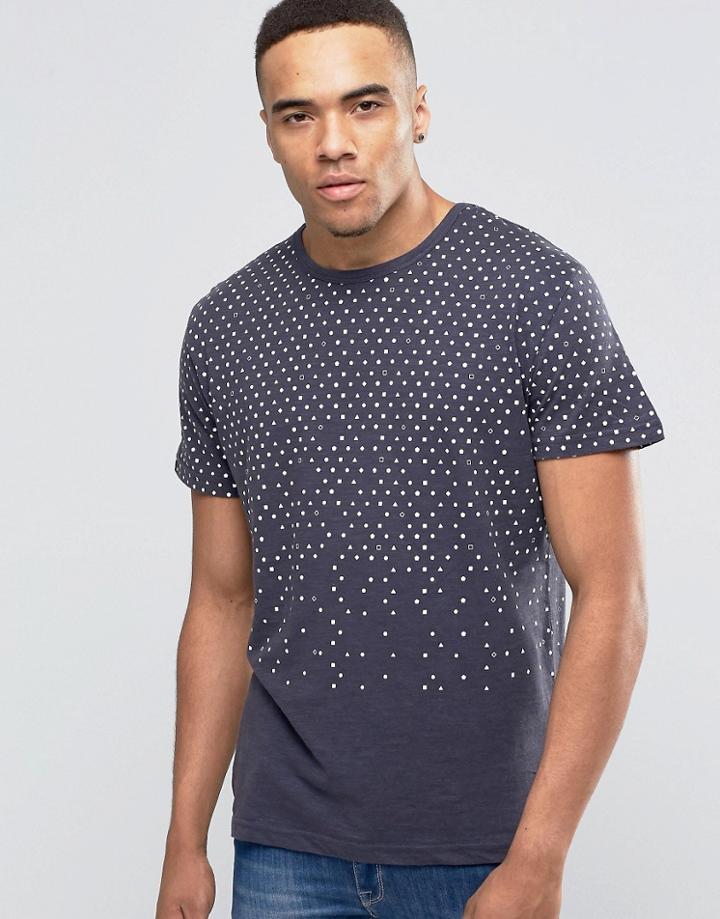Bellfield T-shirt With Geo Print - Navy