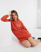 Heartbreak Sweater Dress With Embroidery In Burnt Orange