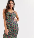 Flounce London Petite Cowl Mini Cami Dress In Disco Sequin