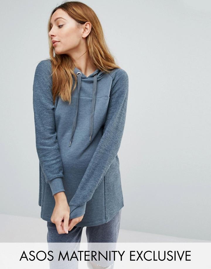 Asos Maternity Contrast Fabric Hoodie - Gray