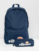 Ellesse Rolby Backpack With Pencil Case In Navy - Navy