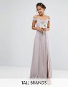 Tfnc Tall Wedding Cold Shoulder Embellished Maxi Dress - Gray