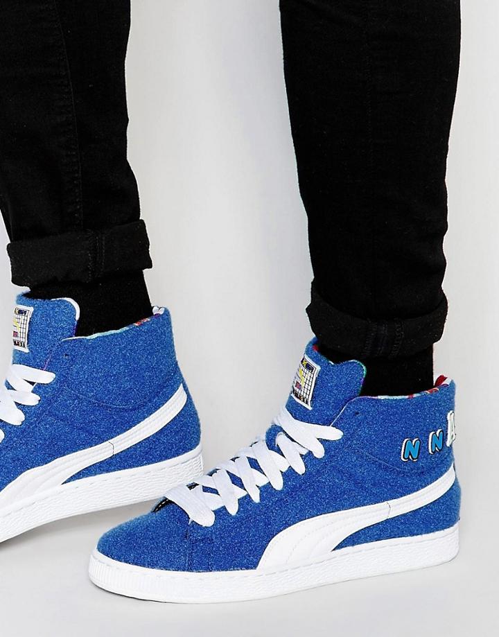 Puma X Dee And Ricky Basket Mid Sneakers In Blue 36008502 - Blue