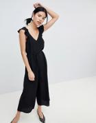 New Look Ruffle Strappy Jumpsuit - Black