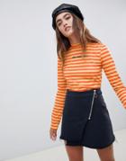 The Ragged Priest Stripe Top With High Neck - Yellow