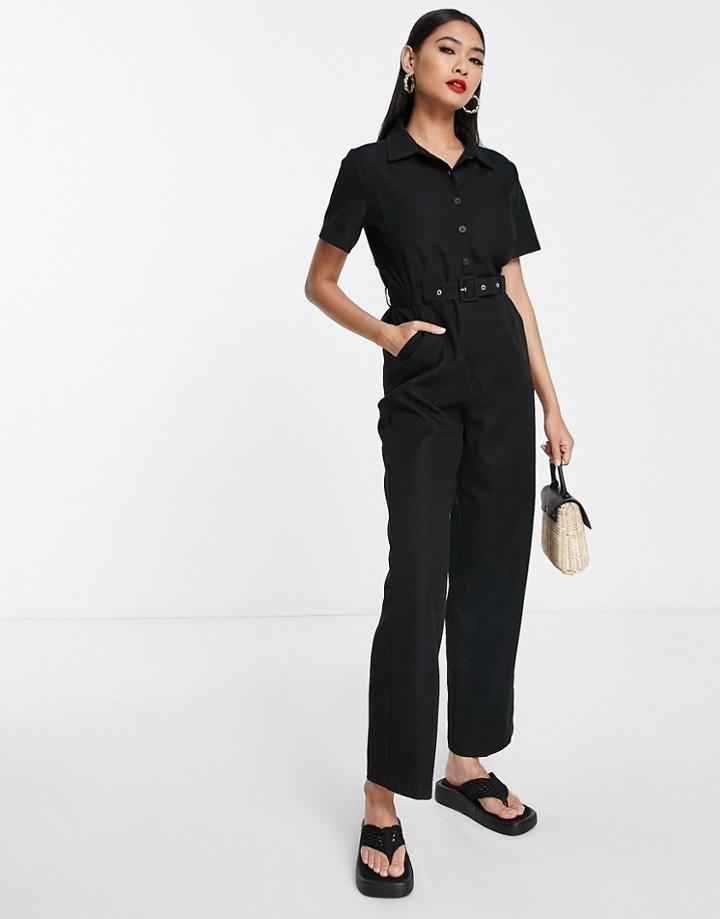 Lola May Jumpsuit With Belt In Black
