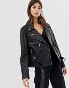 Lab Leather Classic Biker Jacket - Black