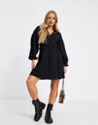 Asos Design Mini Wrap Shirt Dress In Black