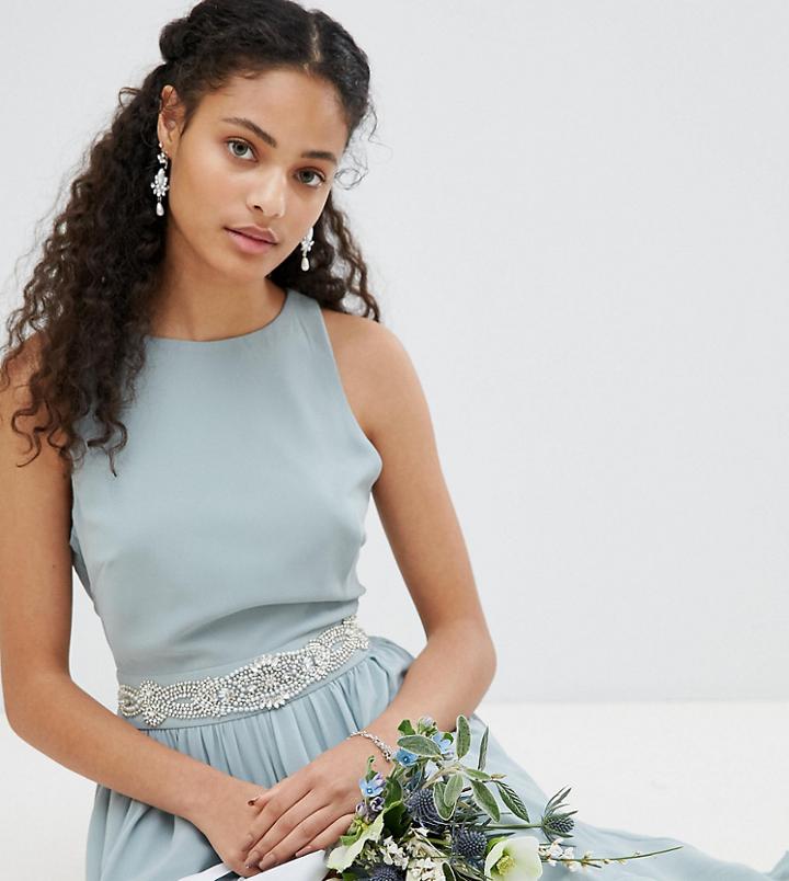 Tfnc Embellished Midi Bridesmaid Dress With Full Prom Skirt - Green
