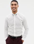 Devils Advocate Leopard Embroidery Slim Fit Shirt - White