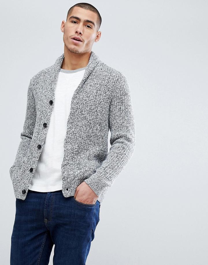 Abercrombie & Fitch Shawl Collar Knit Cardigan In Gray Marl - Gray