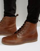 Asos Lace Up Boot In Tan Leather With Gum Sole - Tan