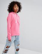 Noisy May Raw Edge Cropped Hoodie - Pink