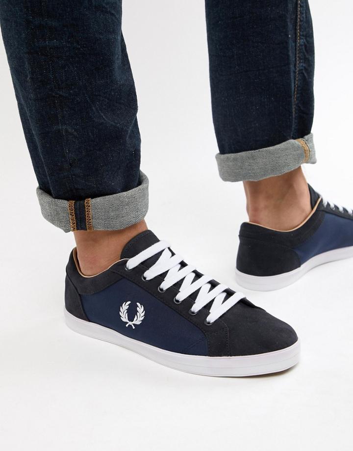 Fred Perry Baseline Nylon Mix Sneakers In Navy - Navy