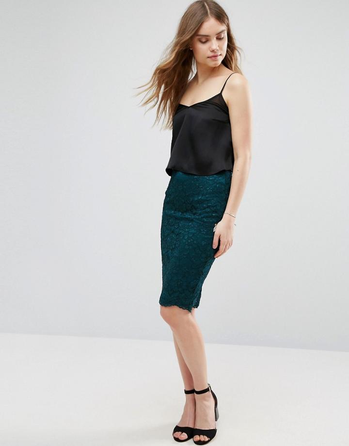 Traffic People Pencil Dress In Lace - Blue