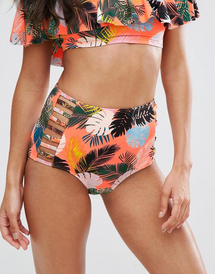 New Look Floral Bikini Bottom - Orange