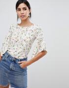 Oh My Love Printed Tie Back Frill Crop Top - Pink