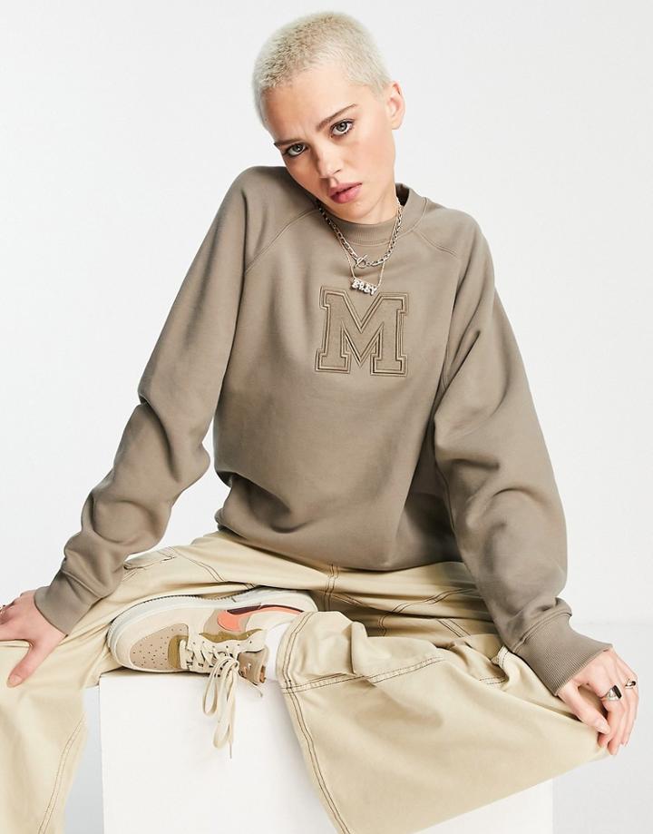 Urban Revivo Slogan Print Sweatshirt In Stone-neutral