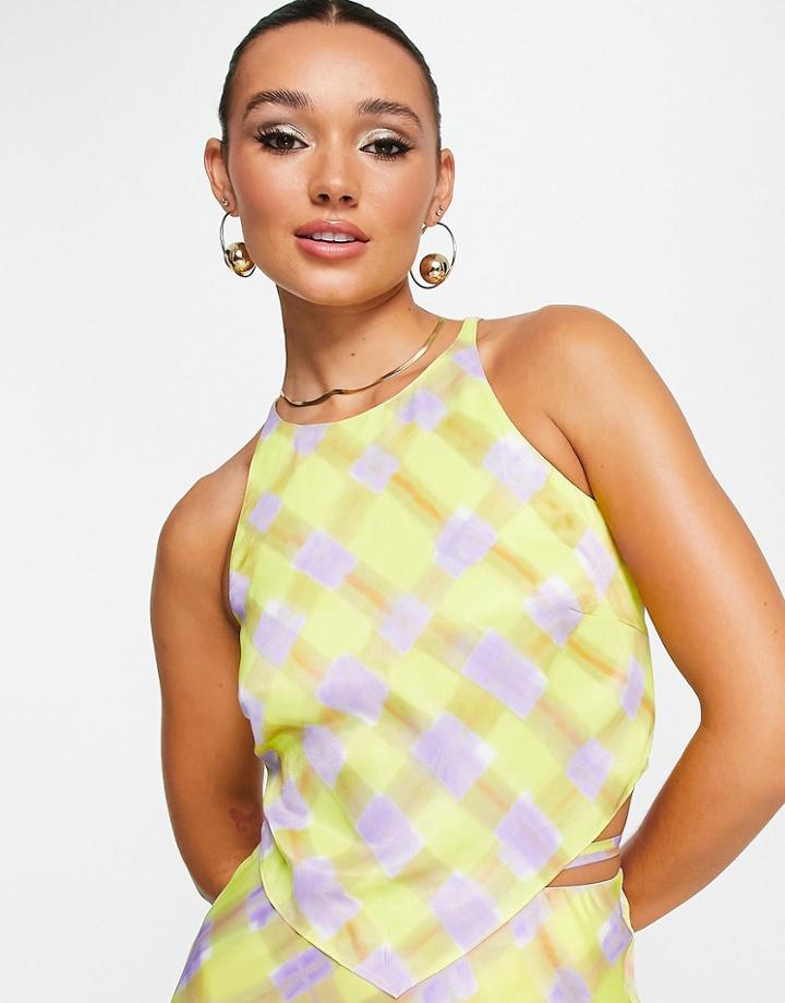 & Other Stories Scarf Top In Yellow Check Print - Part Of A Set