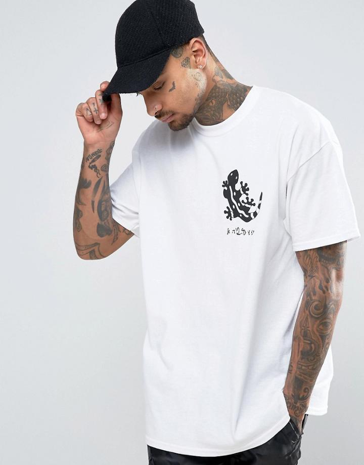 Hnr Ldn Oversized Gecko Print T-shirt - White