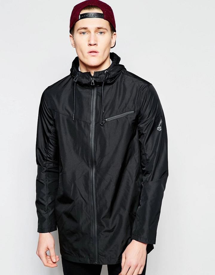 Threadbare Hooded Lightweight Jacket - Black