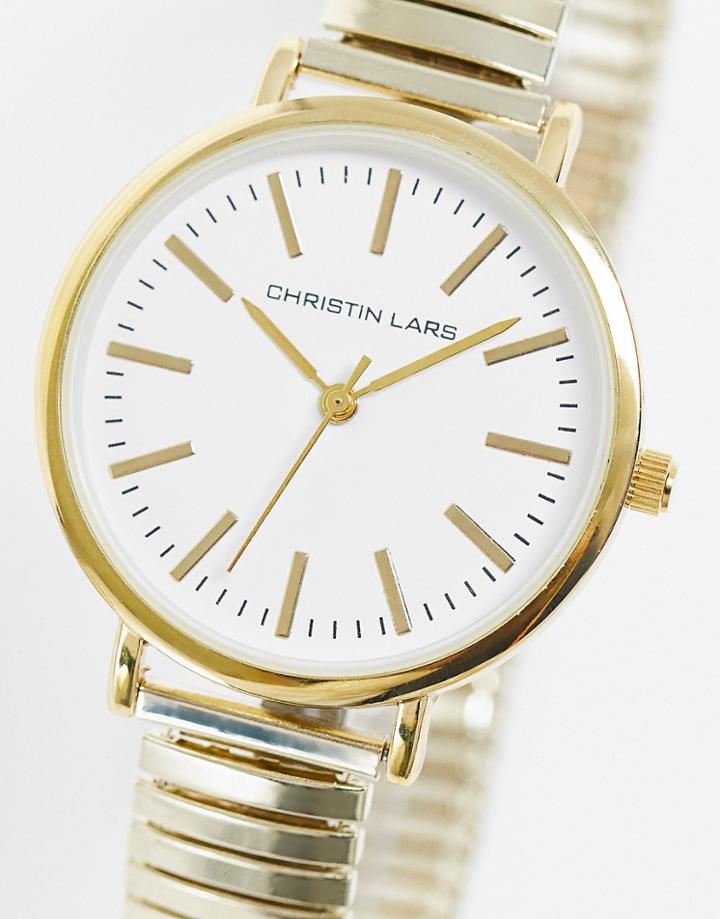 Christin Lars Womens Chunky Link Strap Watch In Gold