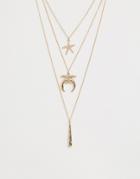 South Beach Gold Multirow Layering Necklace