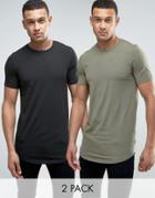 Jack & Jones Core Longline Muscle Fit T-shirt Multipack Save - Green