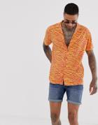 Urban Threads Revere Collar Shirt In Neon Animal Print-multi