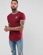 Siksilk Muscle Ringer T-shirt In Burgundy - Red