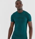 Asos Design Tall Skinny T-shirt With Authentique Chest Print - Green