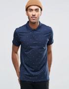 Jack & Jones Short Polo With Lightning Print - Navy