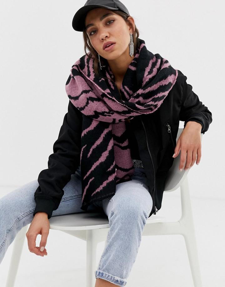River Island Scarf In Zebra Print-multi