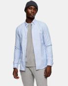 Topman Stretch Tab Oxford Shirt In Blue-blues