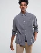 Asos Oversized Casual Washed Oxford Shirt In Gray - Gray