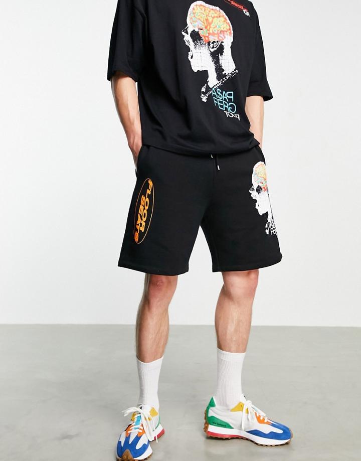 Asos Design Short With Asap Ferg Print In Black