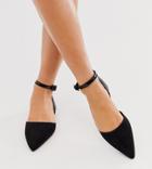 Asos Design Wide Fit Valuate Pointed Ballet Flats In Black