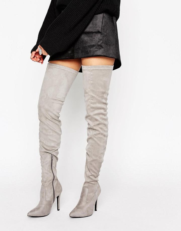 Truffle Collection Thigh High Boot - Gray