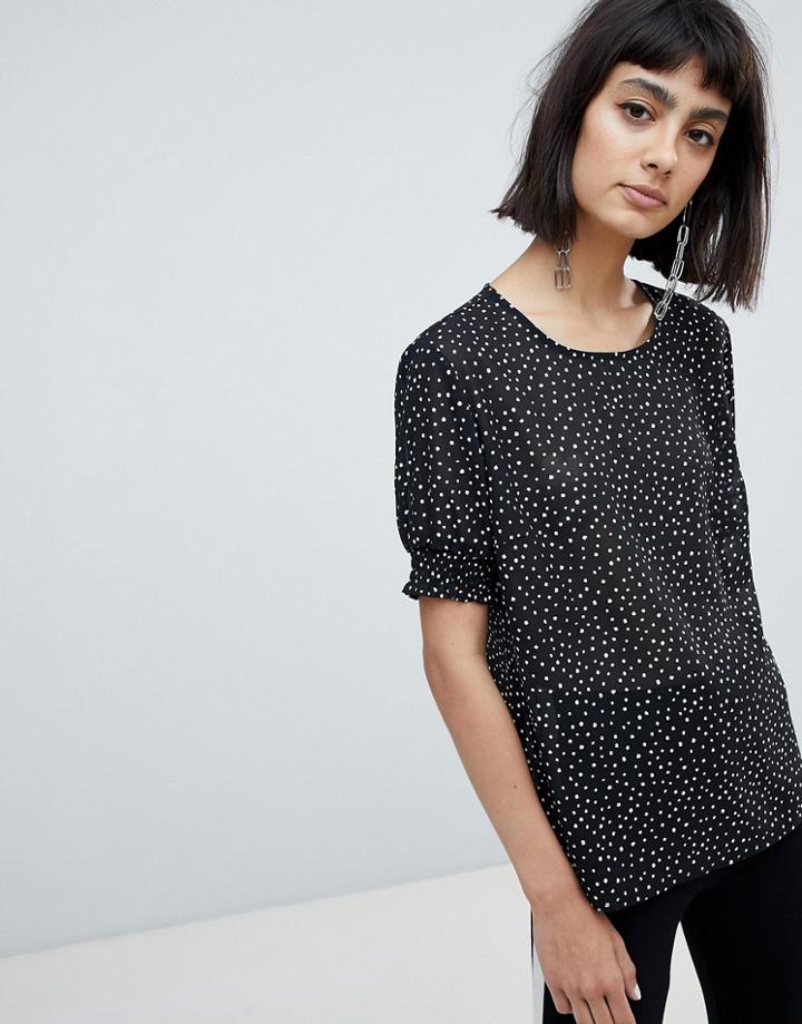Pieces Spot Blouse With Balloon Sleeve-multi